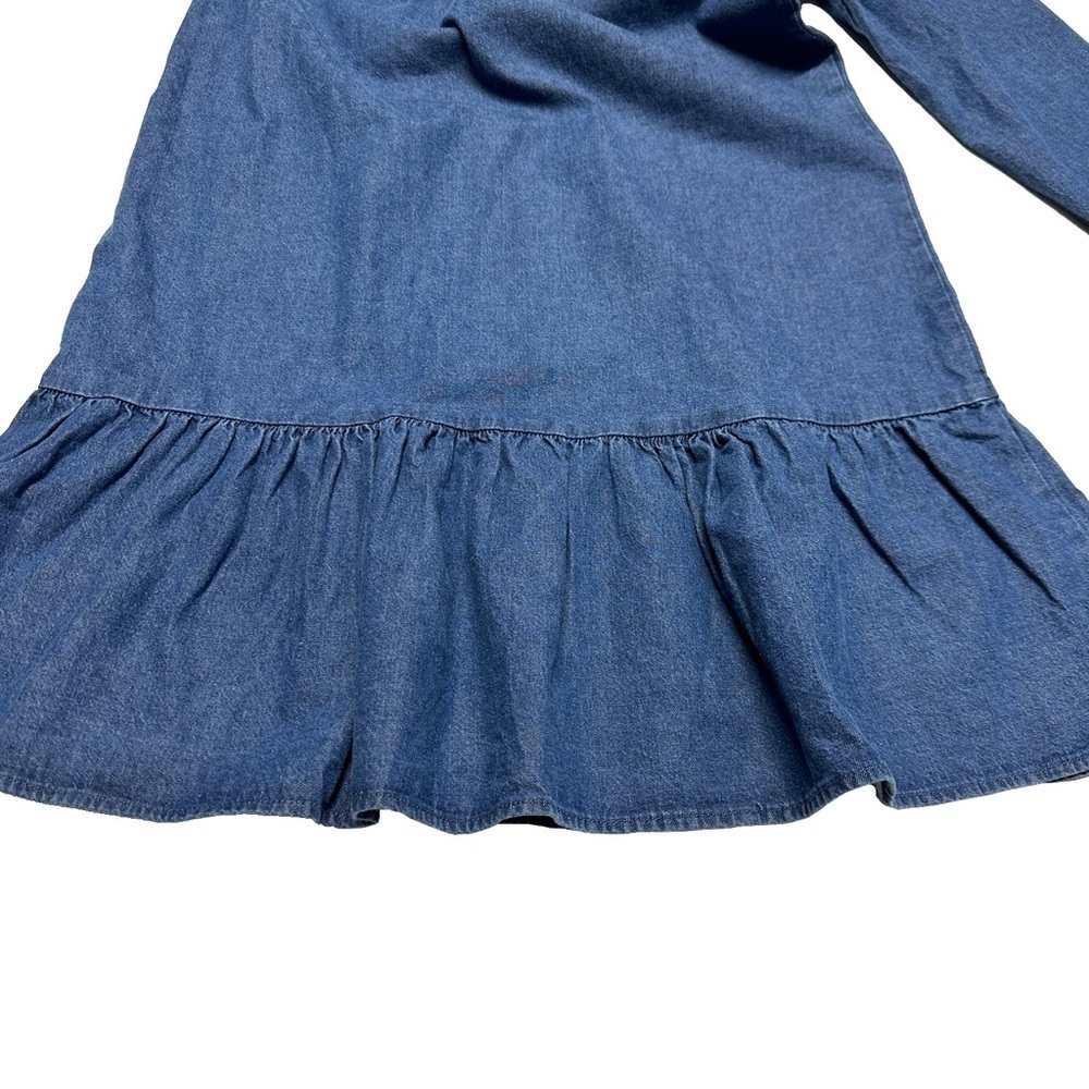 NEW Noisy May Blue Denim Ruffle Mini Shift Dress Zip Mock Collar Size Medium - Picture 5 of 15